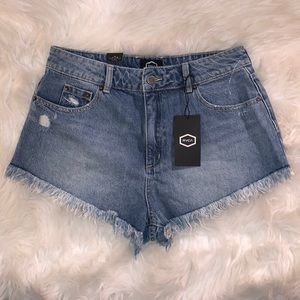 New RVCA Elle High Rise Cut Off Denim Shorts